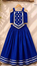 Royal Blue Girls Lehenga Choli with Mirror Work | Traditional Ethnic Wear for Kids