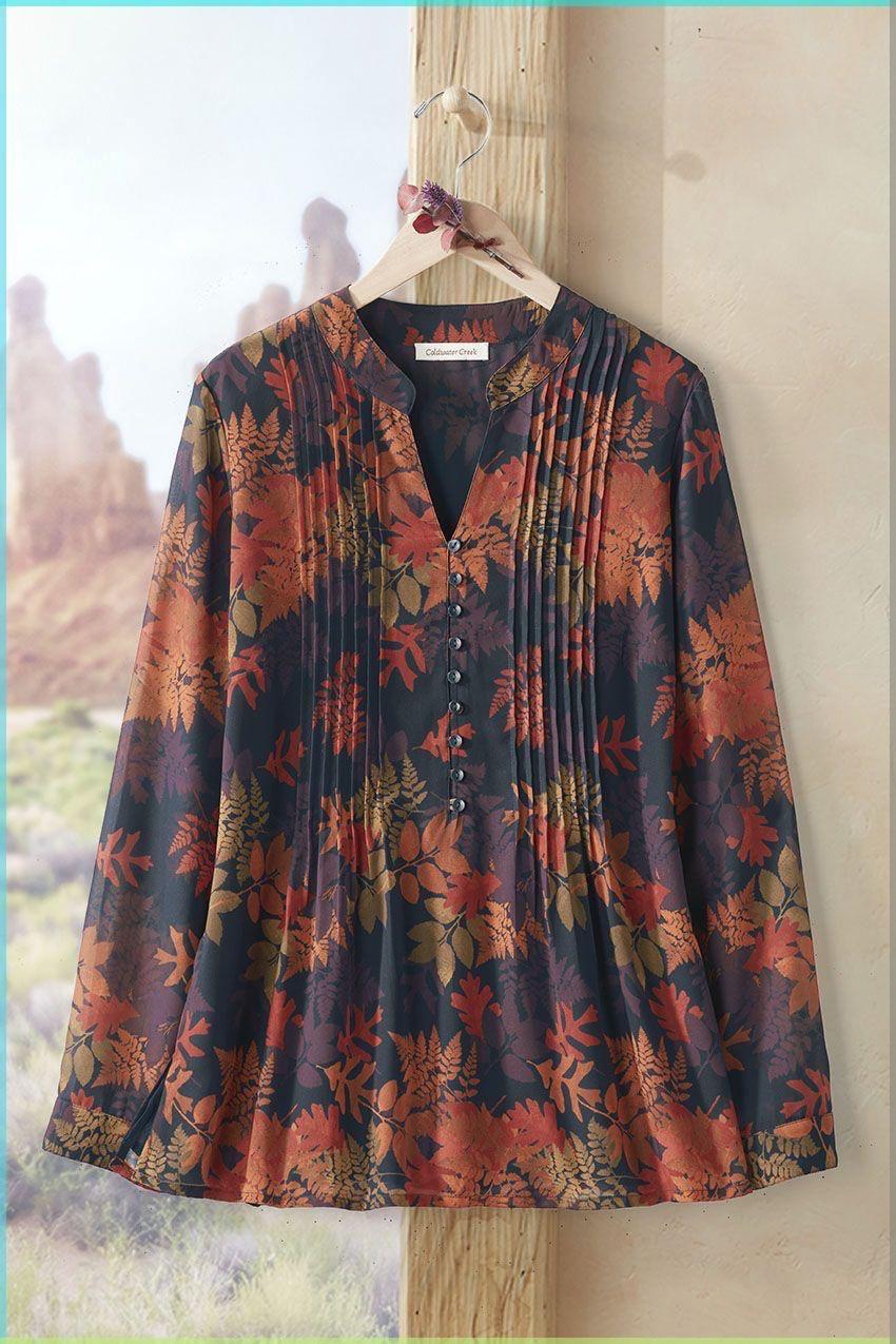 Navy Blue Floral Printed Women’s Pleated Kurti with Button Front