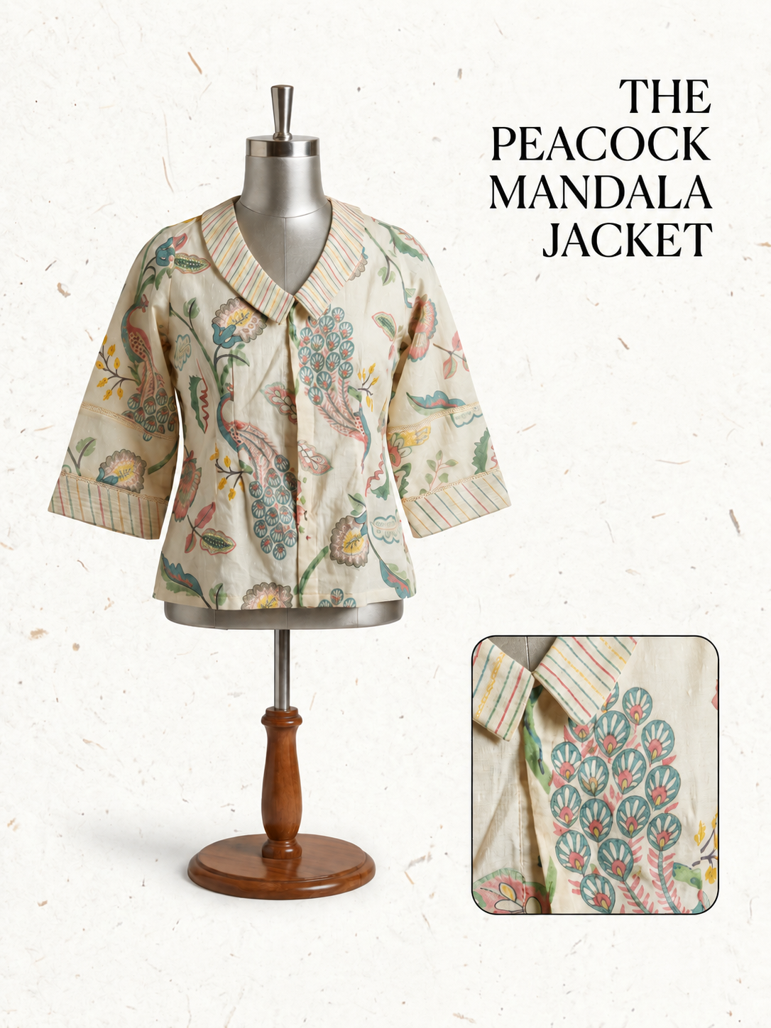 Peacock Mandala Floral Printed Jacket – Elegant Ethnic Layering Wear